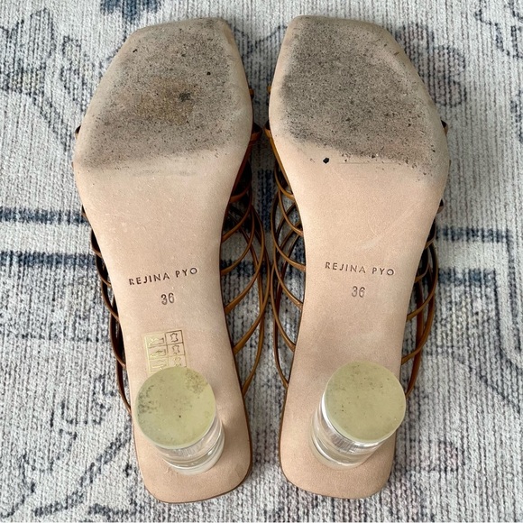 Regina Pyo Zoe Brown Leather Lucite Strappy Sandals Heels Size 36 - Picture 11 of 11